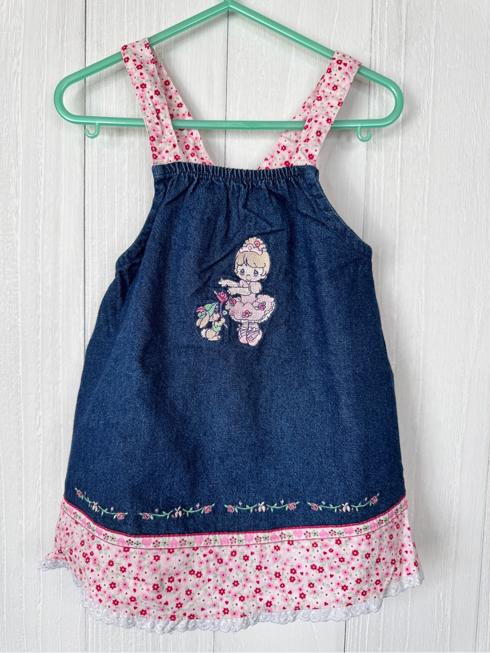 Vintage Y2K Precious Moments Denim Overalls Jumper Dress